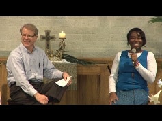 Mary Gabrielle and Pastor Tom Talking