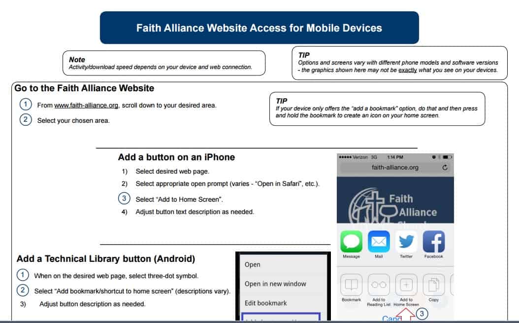 Faith Alliance Mobile Phone Button